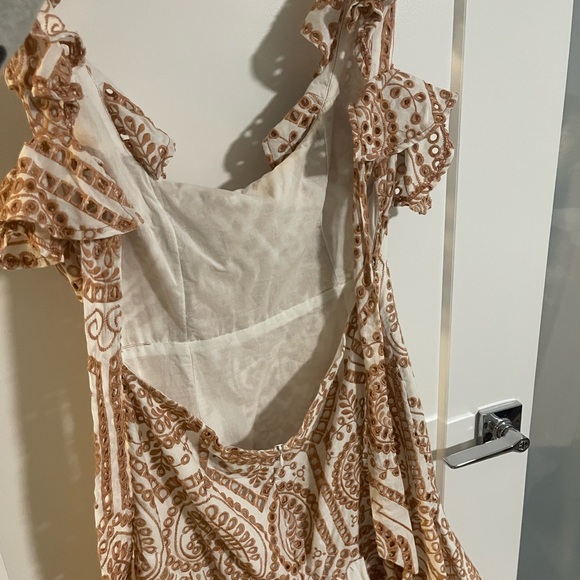 Brand new! sold out! Bardot broderie flippy hem mini dress in taupe - Picture 7 of 7